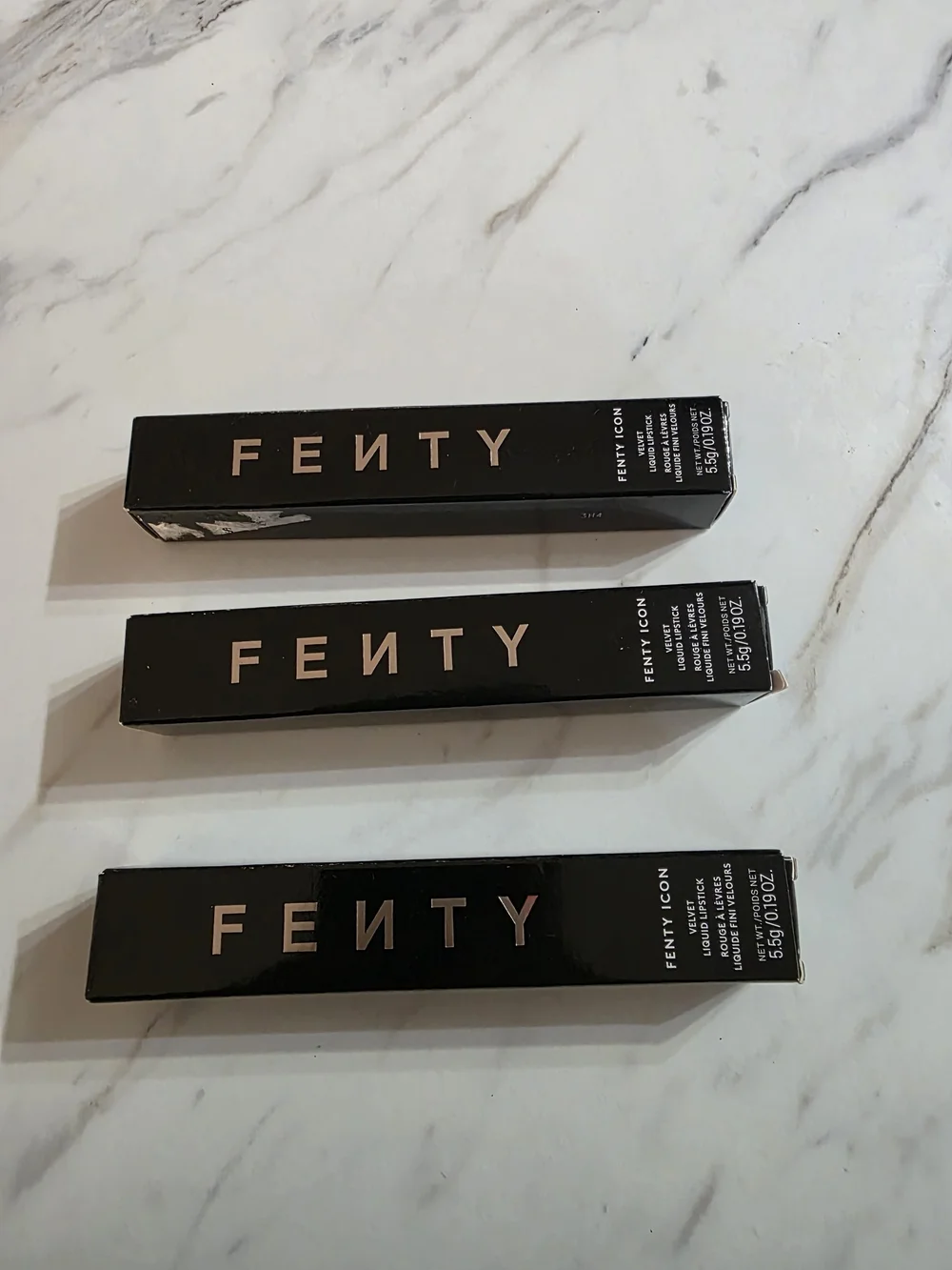 Fenty Beauty Velvet Liquid Lipstick in Black Box with Rose Gold Logo